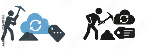 Cloud data mining and maintenance for efficient resource management in flat illustration style