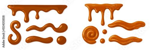 Decorative caramel drippings create an artistic design for culinary inspirations in a vector flat illustration