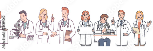 Medical professionals engaged in various laboratory activities with equipment and teamwork in a modern scientific setting