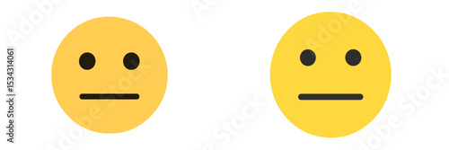 Flat vector illustration featuring two minimalistic emoticons expressing neutrality and indifference