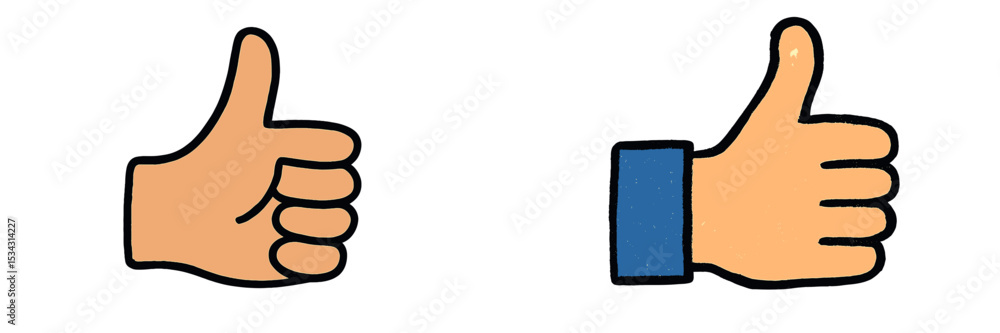 Illustration of two thumbs up with diverse skin tones, conveying positivity and approval in a simple and engaging style Illustration of two thumbs up with diverse skin tones, conveying positivity and approval in a simple and engaging style