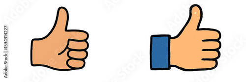 Illustration of two thumbs up with diverse skin tones, conveying positivity and approval in a simple and engaging style