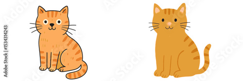 Cute orange cats in a flat vector illustration showcasing playful expressions and charming personalities