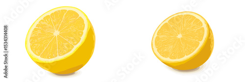 Fresh lemon halves on a white background showcasing vibrant color and juicy texture perfect for culinary uses in cooking and beverages