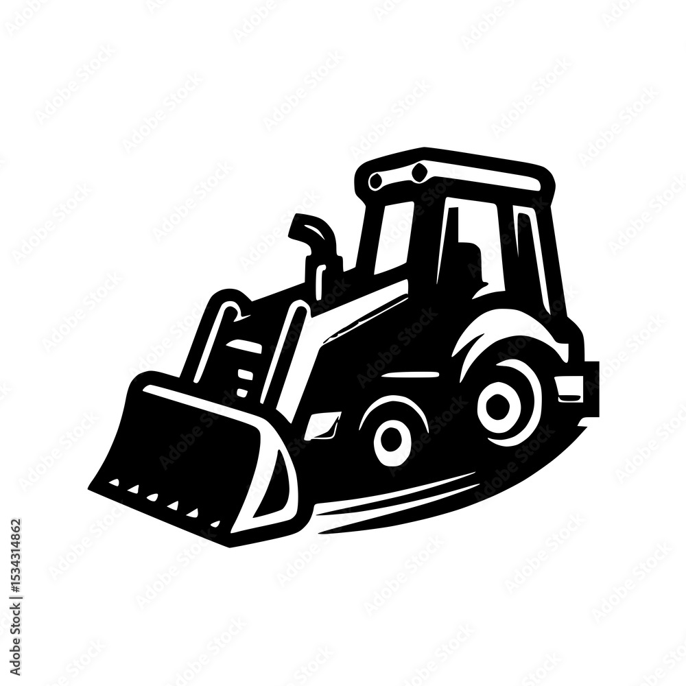 Naklejka premium A wheel loader with an articulated chassis, providing greater maneuverability for scooping and transporting materials