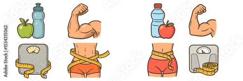 Healthy lifestyle representation with exercise and nutrition elements for wellness motivation