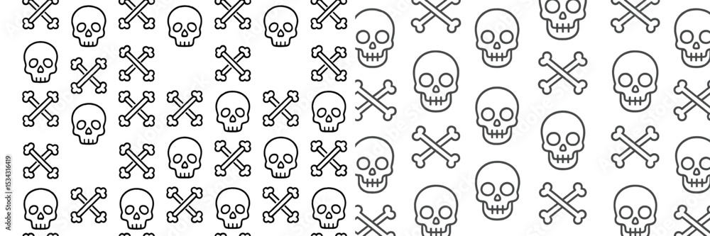 Fototapeta premium Pattern featuring skulls and crossbones in a playful, graphic design on a light background