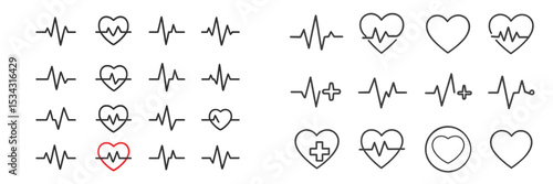 Creative designs of heartbeats and health symbols for health-related projects and wellness applications
