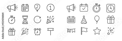 Vector flat illustration of celebration and time management elements suitable for various events and parties
