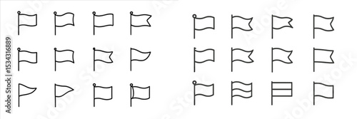 Vector flat illustration showcasing various flag designs in different shapes and styles for creative projects