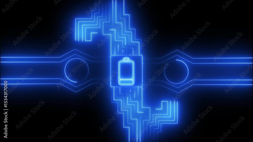 The battery emits a, symbolizing energy or charge, while the surrounding circuit design gives the impression of a high tech system or futuristic power source The battery emits a, symbolizing energy or charge, while the surrounding circuit design gives the impression of a high tech system or futuristic power source