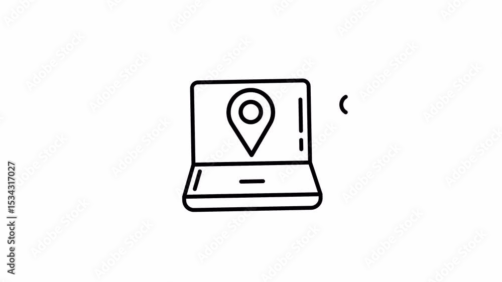 Laptop with Location Pin for Package Tracking – Animated Looping Video, Alpha Channel, Line Art Style Laptop with Location Pin for Package Tracking – Animated Looping Video, Alpha Channel, Line Art Style
