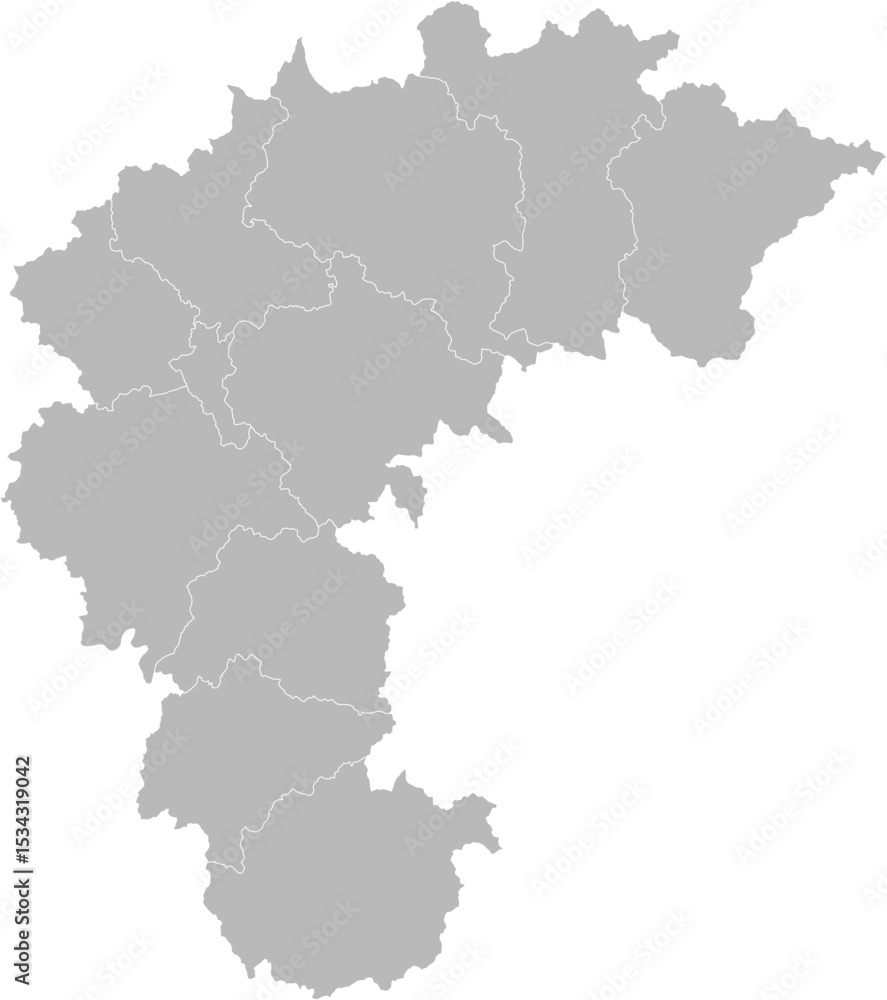 Fototapeta premium Chungcheongbuk, South Korea (Republic of Korea) – administrative vector map with level 2 division boundaries (Web Mercator projection, PPT-compatible & fully editable)