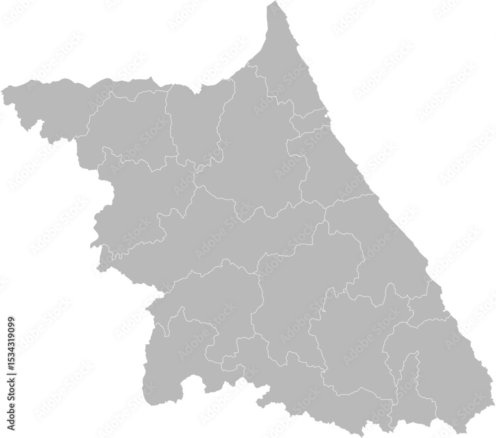 Fototapeta premium Gangwon, South Korea (Republic of Korea) – administrative vector map with level 2 division boundaries (Web Mercator projection, PPT-compatible & fully editable)