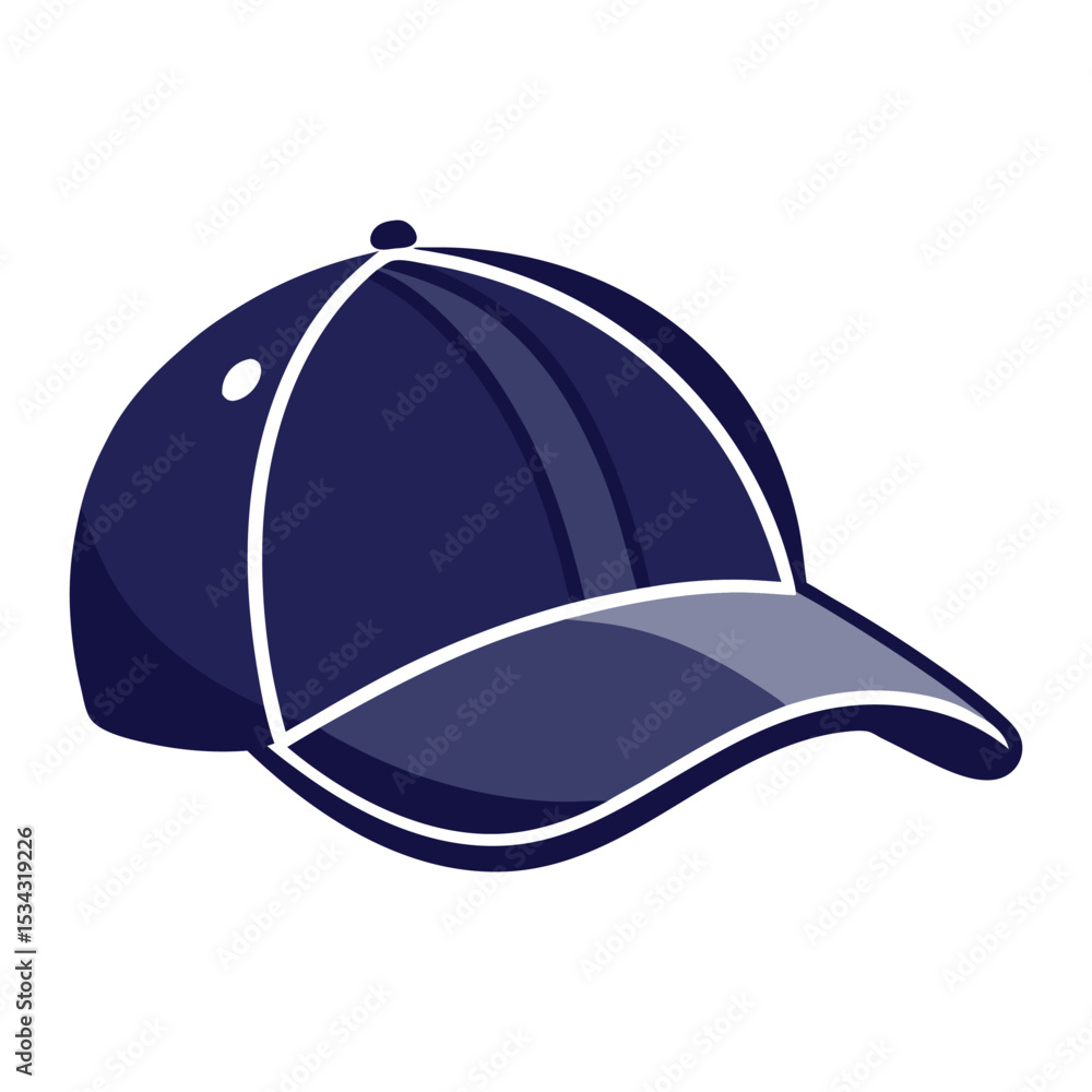 Fototapeta premium Blue baseball cap vector illustration, a blank cotton headwear template for sport or casual fashion design
