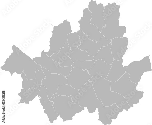 Seoul , South Korea (Republic of Korea) – administrative vector map with level 2 division boundaries (Web Mercator projection, PPT-compatible & fully editable)