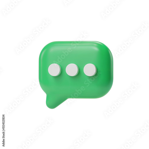 Clean 3D green message bubble icon for online conversation