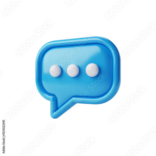 Modern 3D blue chat bubble icon for digital communication