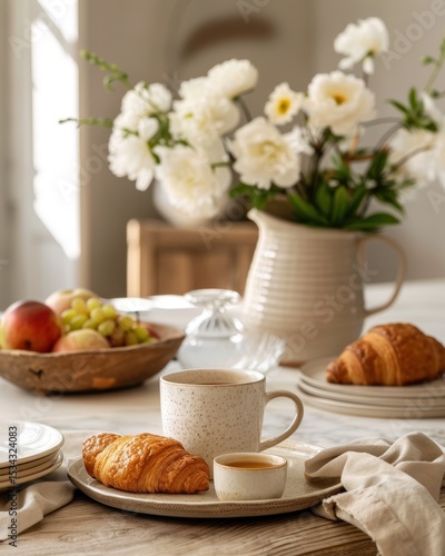 Wallpaper Mural croissant on white table cozy clean kitchen Torontodigital.ca