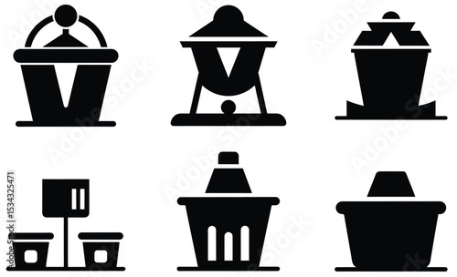 Simple Black and White Icons of Public Facilities