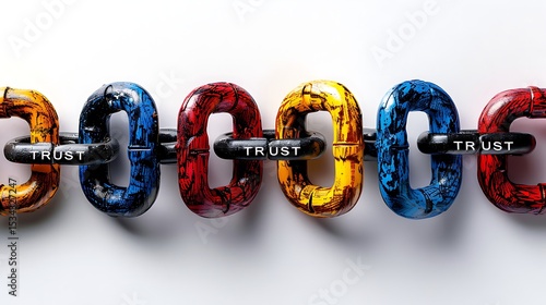 Colorful chain links with the word 