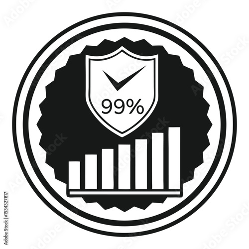"High Performance 99% Security Shield Gauge Vector Icon"
