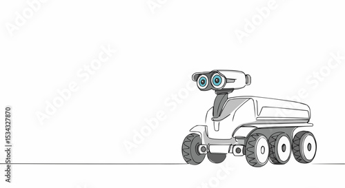 Futuristic robot exploring.