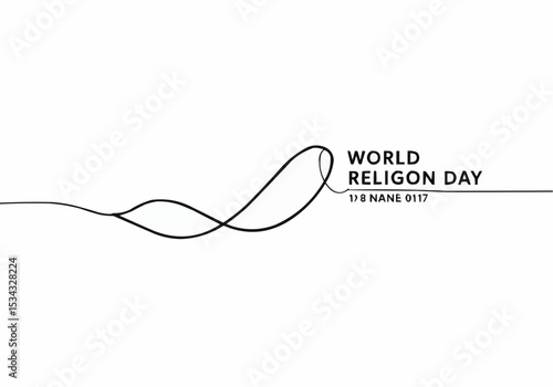 Elegant Line Art Celebrating World Religion Day, Concept Illustration.