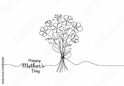 A simple and elegant line drawing of flowers, a heartfelt tribute for Mother's Day.