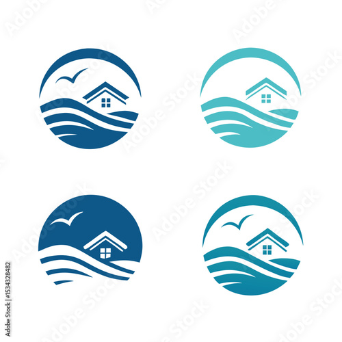 Coastal Real Estate Logo Bundle Vector.