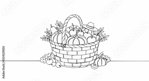 A basket brimming with autumnal harvest fruits.