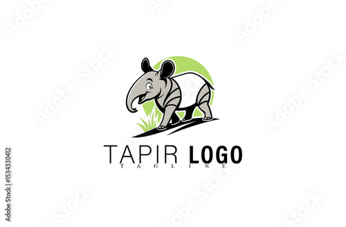 Minimalist Tapir Mascot Logo Design Vector Illustration. Geometric Black Animal Icon for Team or Business Identity. Creative Wildlife Symbol for Company or Brand Graphic Logo Use.

