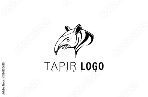 Black Tapir Mascot Logo Vector Illustration Design. Geometric Wildlife Icon for Team or Brand Identity. Modern Animal Symbol for Company or Business Logo Graphic Concept.


