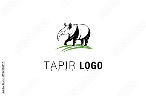 Unique Geometric Tapir Logo Vector Design. Modern Black Animal Icon Illustration for Business or Brand Identity. Creative Wildlife Mascot Logo for Company, Team, or Organization Use.

