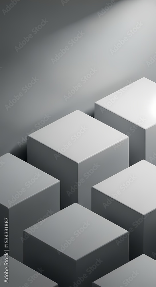 Minimalist Abstract Cube Arrangement in Gray Tones Minimalist Abstract Cube Arrangement in Gray Tones