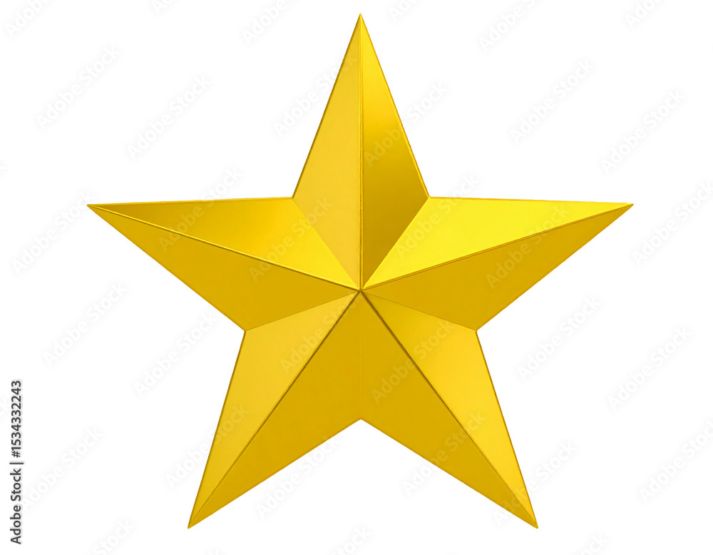 Obraz premium Golden five pointed star isolated on a white background