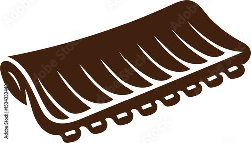 smoked meat silhouette vector, smoked rib icon for barbecue, food rack with grilled ribs