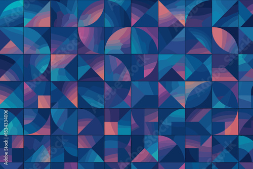 Wallpaper Mural Gradient geometric pattern with abstract shapes in blue and pink Torontodigital.ca