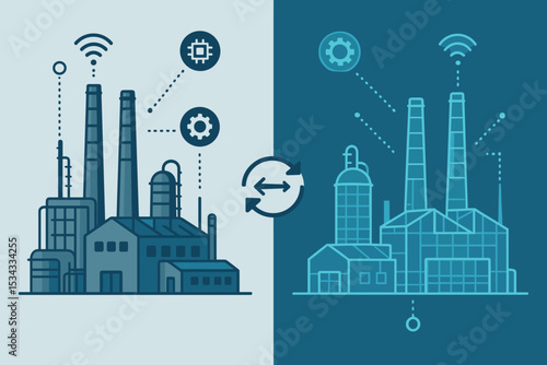Smart factory illustration showing digital transformation concept
