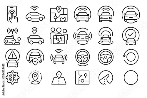 Icon set for smart mobility and autonomous vehicle systems