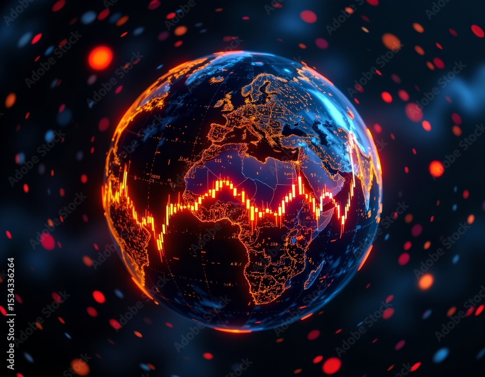 Obraz premium a digital artwork featuring a globe in outer space