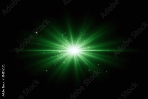 green star burst in the night sky