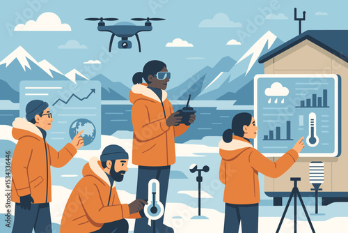 Arctic climate researchers using drones and digital sensors for environmental data