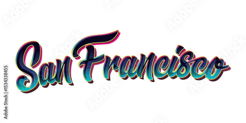 San Francisco Word typography In Colorful Blue Glowing Neon. jungle boys San francisco sunrise Logo. perfect for logo design