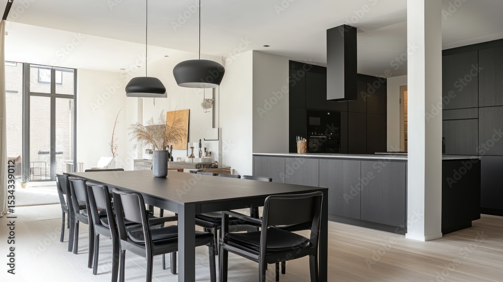 Fototapeta premium Modern open-plan kitchen and dining area (1)