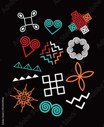 Hmong tribal Colorful Motif Symbol vector. Hmong background vector