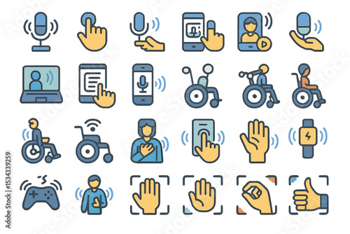 Set of accessibility and assistive interface icons in modern style