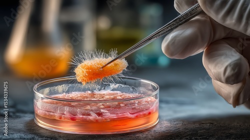 Microbial research experiment laboratory scientific content controlled environment close-up view biotechnology exploration