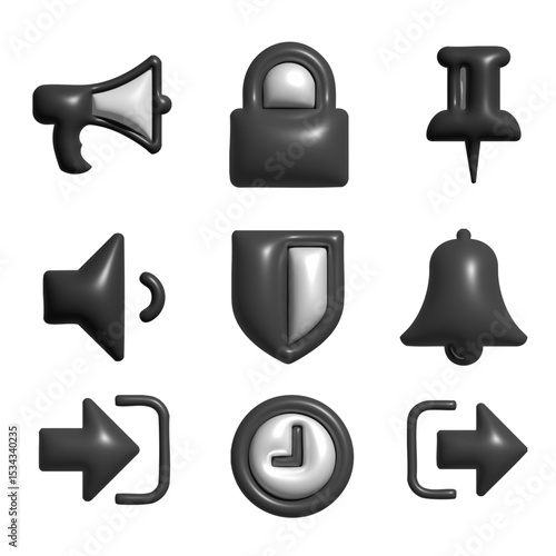 vector black bell icons set