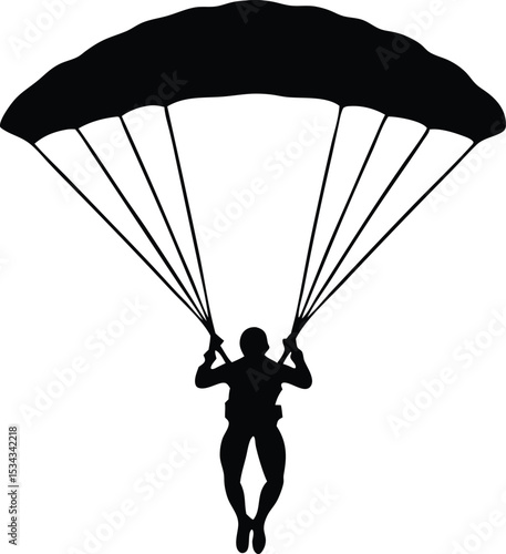 skydiver flying with parachute silhouette vector
